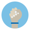 icono de mano con una pulsera azul